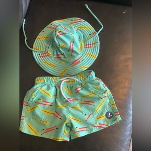 Boutique swim shorts with matching sunhat